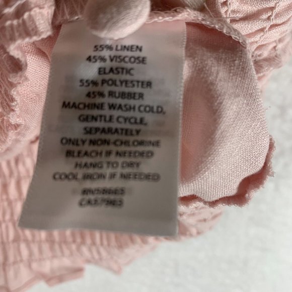 Open Edit Crop Top Womens XL Pink Sleeveless‎ Ruffle Crew Neck Linen Ruched 6387 - Picture 4 of 7